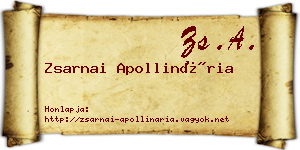 Zsarnai Apollinária névjegykártya